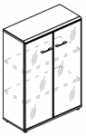 Шкаф средний со стеклянными дверьми в алюминиевой рамке (топ МДФ) 