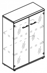 Шкаф средний со стеклянными прозрачными дверьми (топ МДФ) 