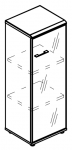 Шкаф средний узкий со стеклянной дверью в алюминиевой рамке правый (топ МДФ)