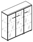 Шкаф средний комбинированный со стеклянными дверьми в алюминиевой рамке (топ МДФ)