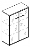 Шкаф средний со стеклянными дверьми в алюминиевой рамке (топ ДСП)