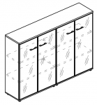 Шкаф средний комбинированный со стеклянными дверьми в алюминиевой рамке  (топ ДСП)