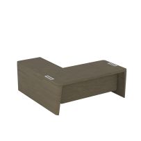 Стол для руководителя правый с приставкой на большой тумбе и фронтальной панелью Премиум | Premium ПМ 163