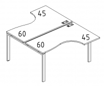 Рабочая станция столы Классика (2х120) каркас DUE A4 А4 Б2 180 БП