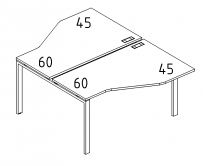 Рабочая станция каркас DUE (2х120) с эргономичными столами Техно A4 А4 Б2 186 БП