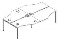 Рабочая станция со столами Техно (4х120) опоры DUE A4 А4 Б2 186-2 БП