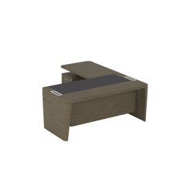 Стол для руководителя левый с кожаным бюваром, приставкой на малой тумбе и фронтальной панелью