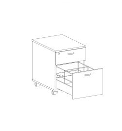 Тумба выкатная, 2 ящика ПВХ с доводчиками