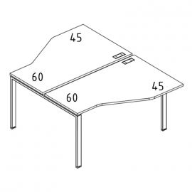 Рабочая станция (2х140) со столами Техно на каркасе UNO