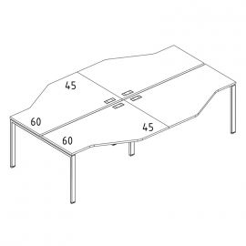 Рабочая станция каркас UNO столы Техно (4х140) эргономичные