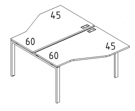 Рабочая станция (2х140) со столами Техно каркас DUE