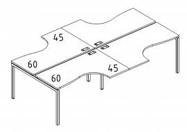 Рабочая станция каркас DUE (4х120) столы эргономичные Классика