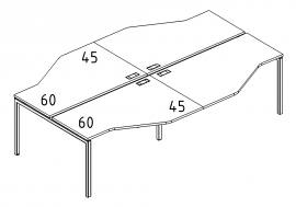Рабочая станция столы Техно (4х160) каркас DUE