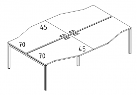 Рабочая станция столы Техно на металлокаркасе DUE (4х140)