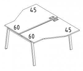 Рабочая станция (2х140) каркас TRE со столами Техно