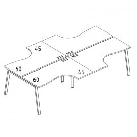 Рабочая станция (4х120) на каркасе TRE столы Классика 