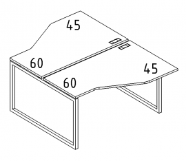 Станция каркас QUATTRO столы (2х120) эргономичные Техно