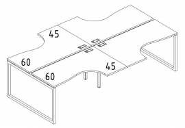 Рабочая станция столы (4х160) Классика каркас QUATTRO