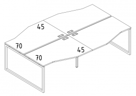 Рабочая станция столы (4х120) Техно на металлокаркасе QUATTRO
