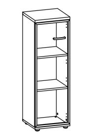Шкаф средний левый со стеклом в алюминиевой рамке