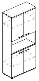 Шкаф для документов 4-х дверный с открытой нишей (топ ДСП)