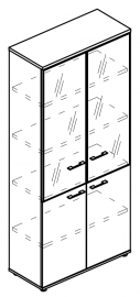 Шкаф для документов со стеклянными дверьми в алюминиевой рамке (топ ДСП)
