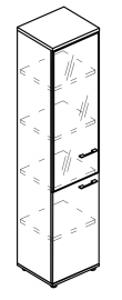 Шкаф узкий дверь стекло в рамке левый (топ ДСП) 