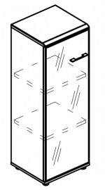 Шкаф средний узкий дверь стекло в рамке левый (топ МДФ)
