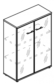 Шкаф средний со стеклянными дверьми в алюминиевой рамке (топ ДСП)