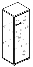 Шкаф средний узкий дверь стекло в рамке правый (топ ДСП)